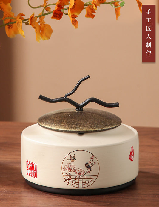 Chinese style flower and bird ashtray